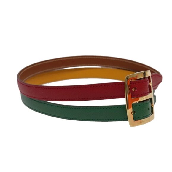 HERMES Belt Leather 28.3"""""""""""""""" Multicolor Gold Auth 94310 - Picture 1 of 14